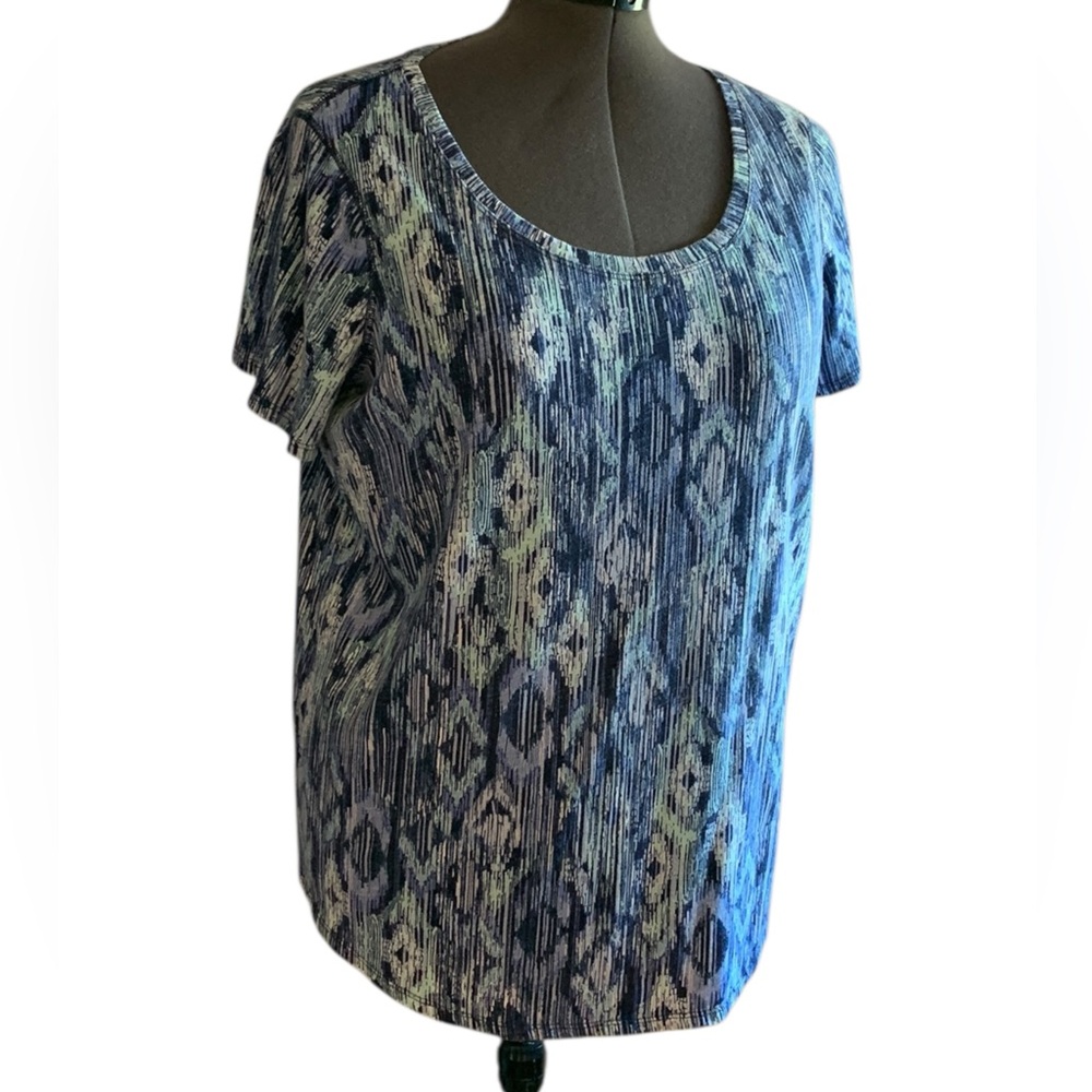 Relativity Plus Size Cotton Short Sleeve Blue Top Size 2X - Picture 9 of 11